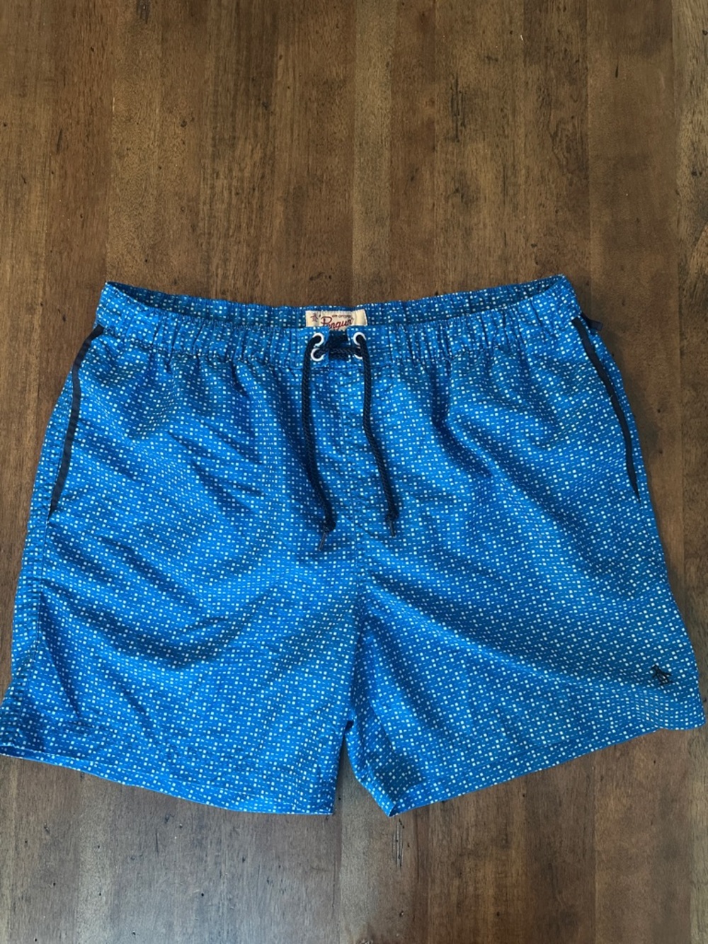 Original Penguin Men's Bright Blue Micro Dot Swim Trunks Size Large